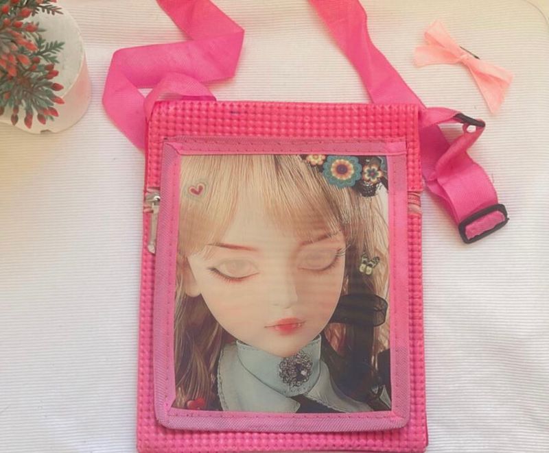 Pink 3D Eyes Sling Bag