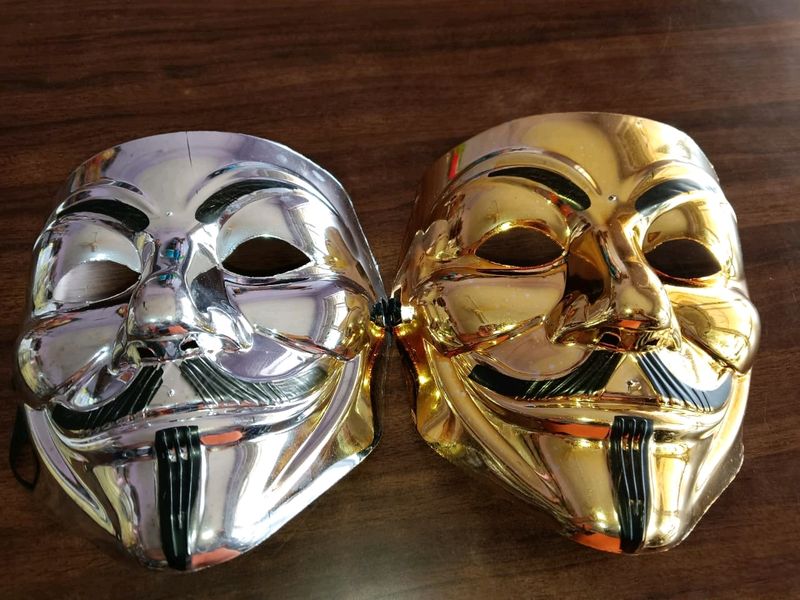 Hacker Mask Golden And Silver