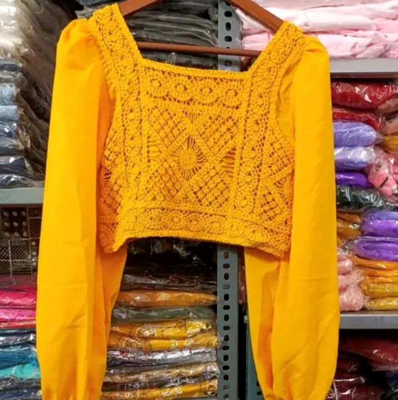 Cute Mustard Colour Crop Top