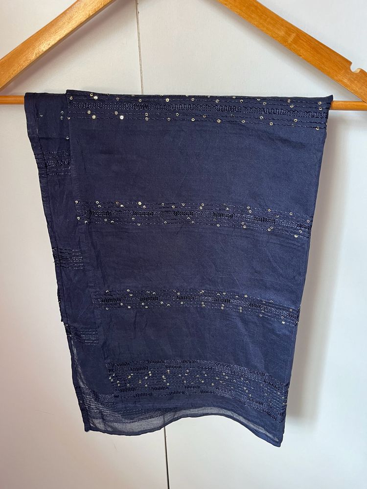 Dark Blue Embellished Dupatta