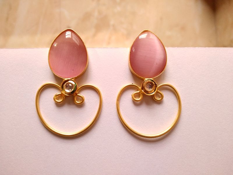 Pink Brass Earrings