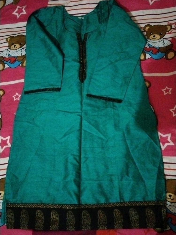 Short Kurti Peocock Green Colour