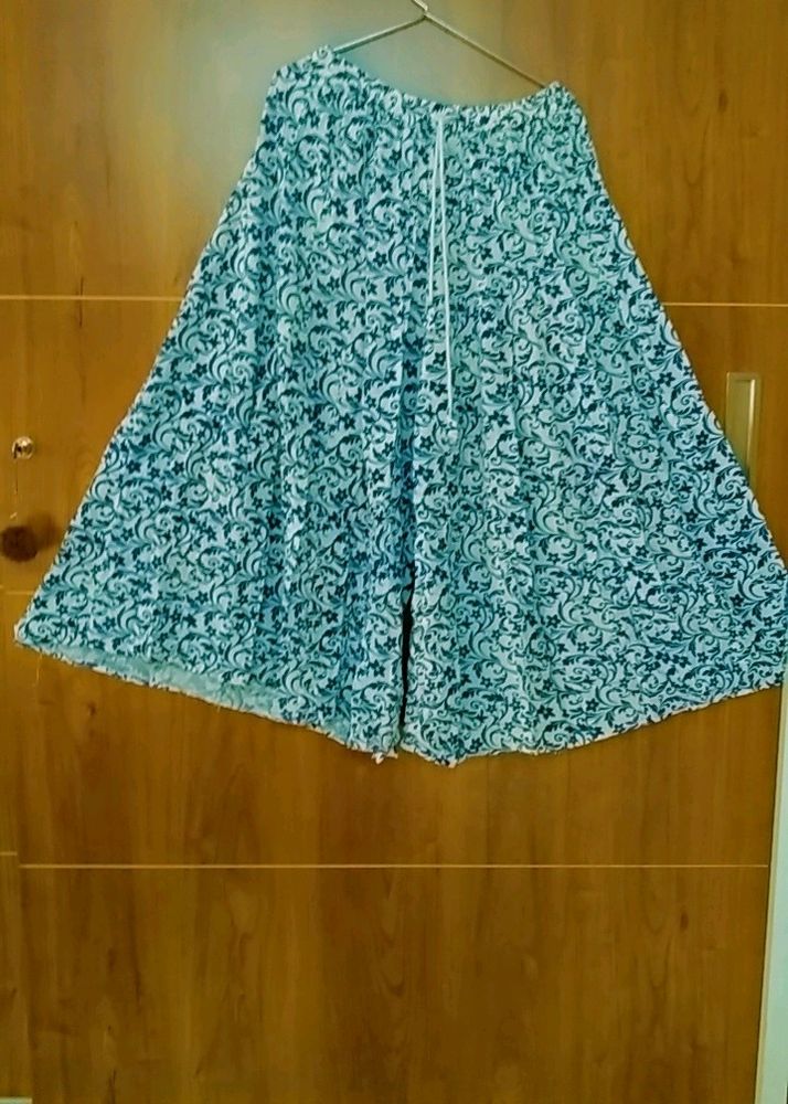 White 🤍 And Blue 💙 Plazzo Cum Skirt