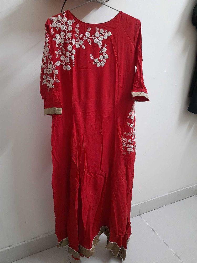 Stunning Red Aline Kurti To Enhance Beautyof Yours