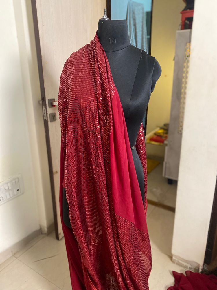 Sequin Maroon Saree