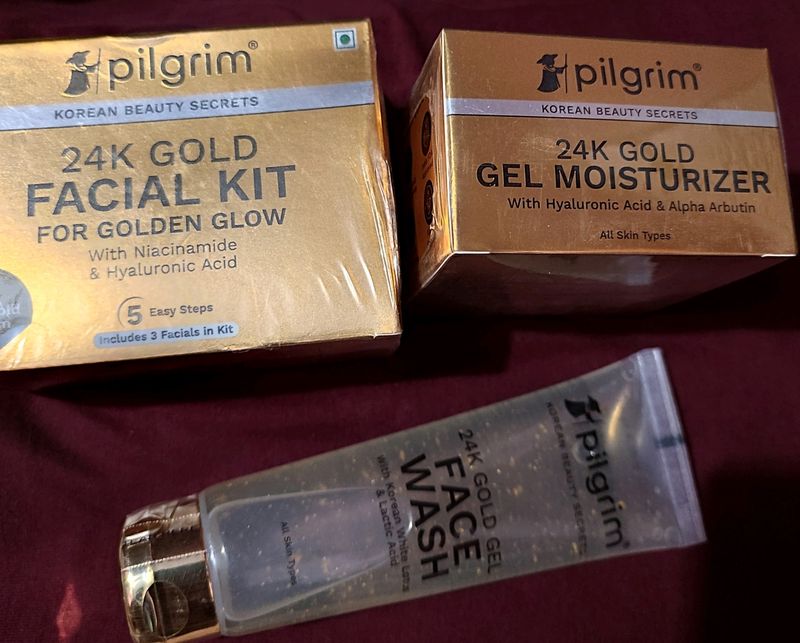 Combo of 3 Pilgrim 24 K Gold Range Products