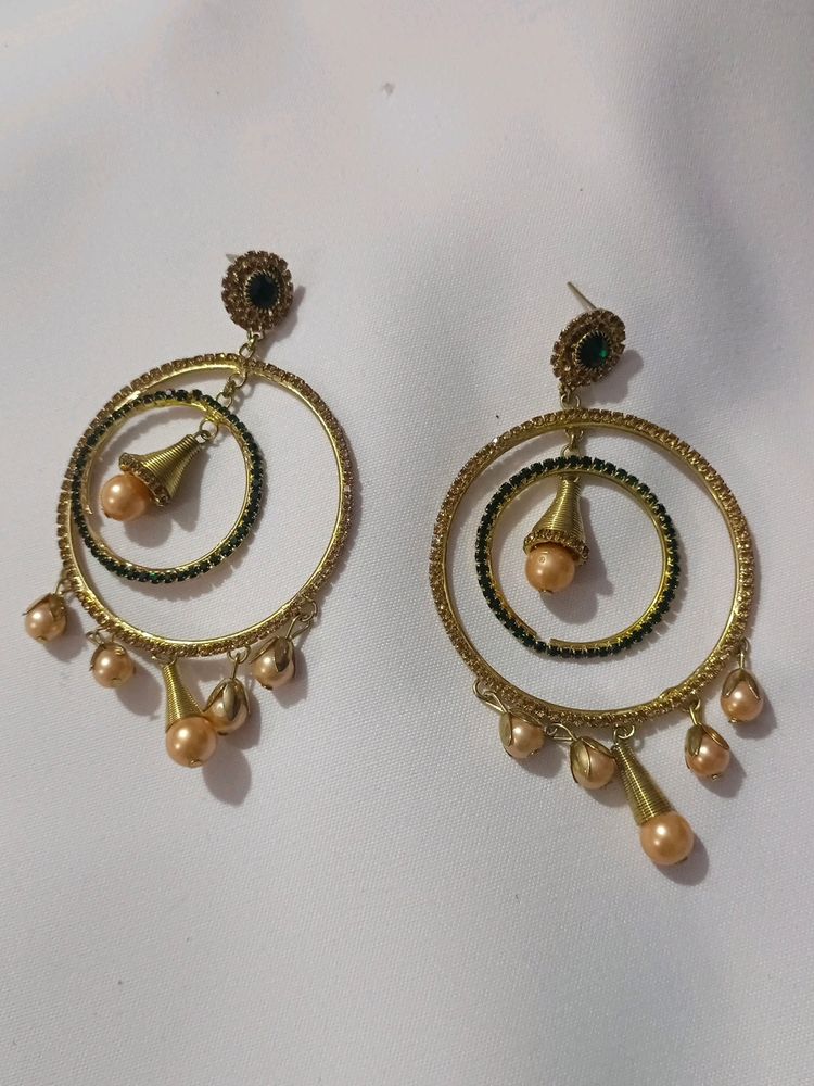 Golden And Green Earings