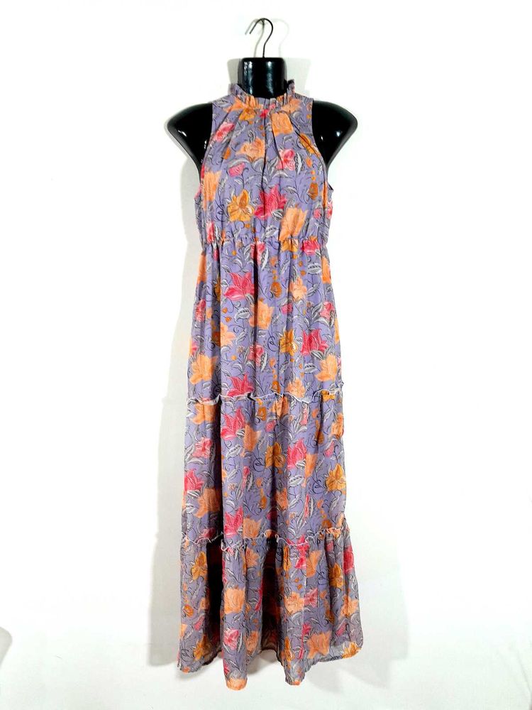 Lavender Printed Gown For Women's