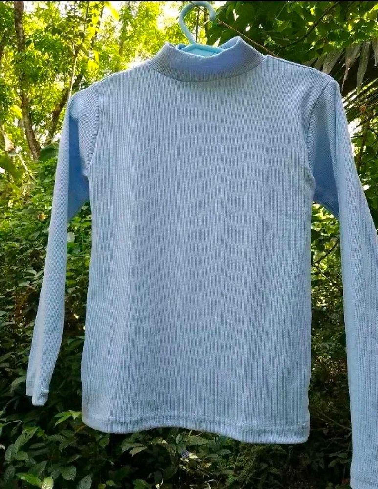 BLUE RIBBED KOREAN TOP