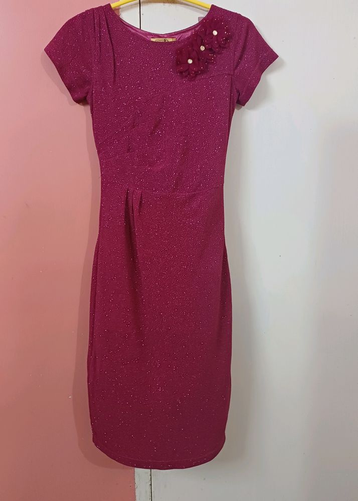 Rose Coloured Shimmer Bodycon Dress