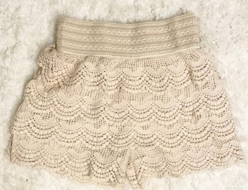 coquette crocheted shorts with skirt look