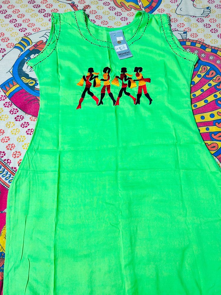 Neon Green Casual Kurti