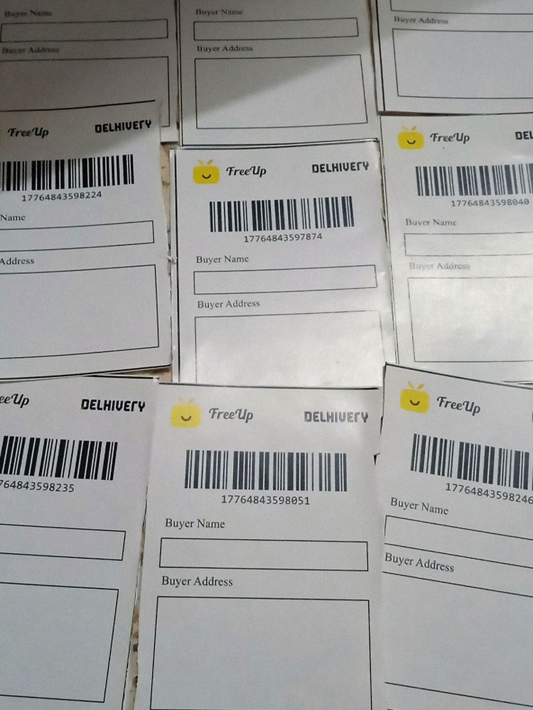 12 Sticky and 7 Printed labels, Delivery Bag 1