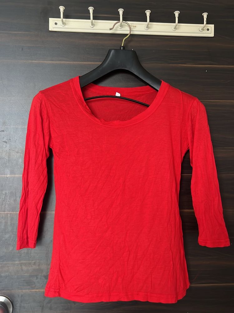 New Bright Red T Shirt/Top For Women