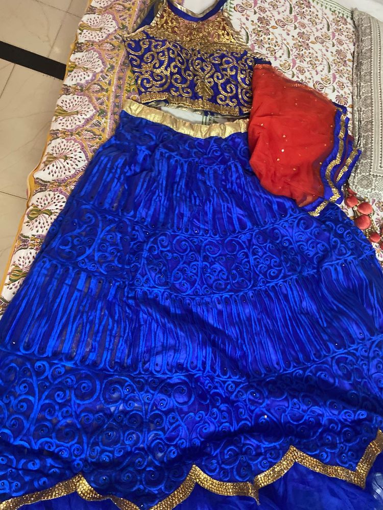 Blue Orange Choli Lehanga