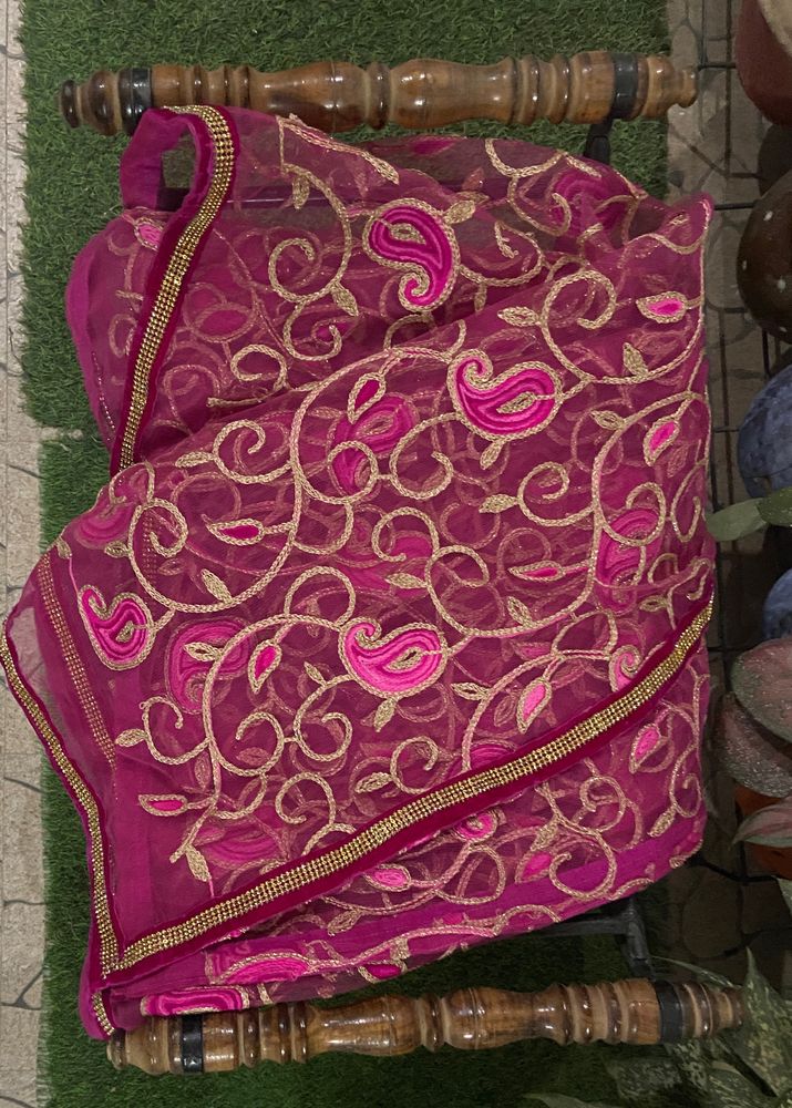 Fuchsia Pink With Heavy Embroidery