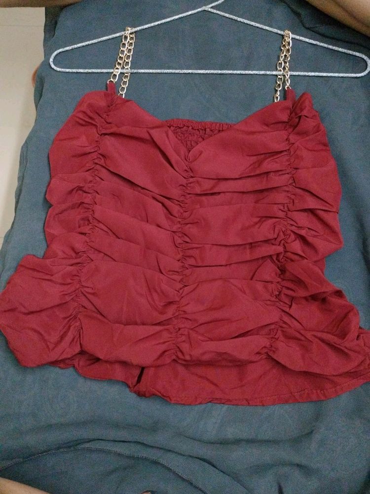 Maroon Party Wear Tank Top