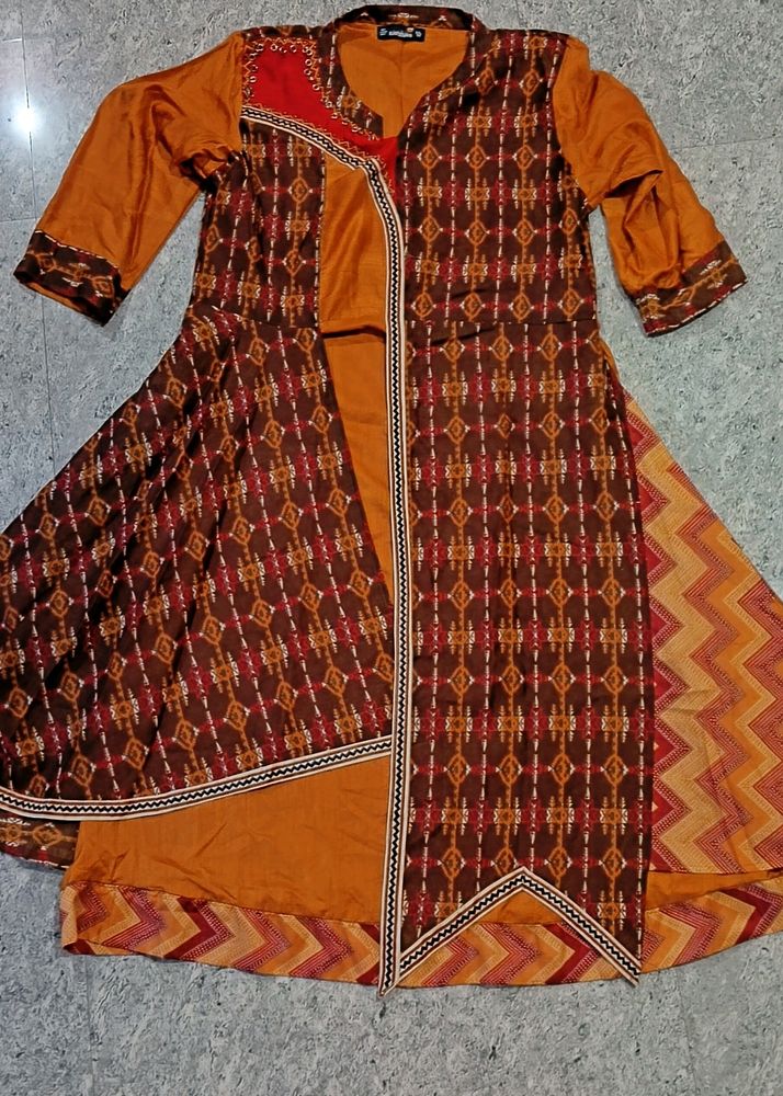 Dusty Orange & Brown Lyard Kurti