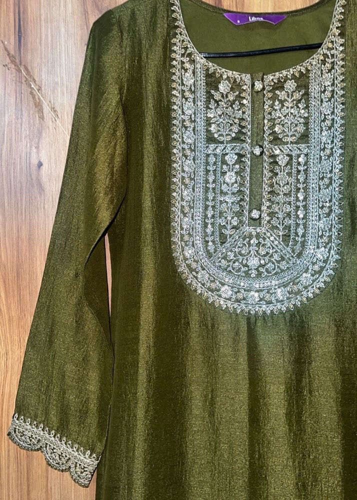 libas olive green kurta