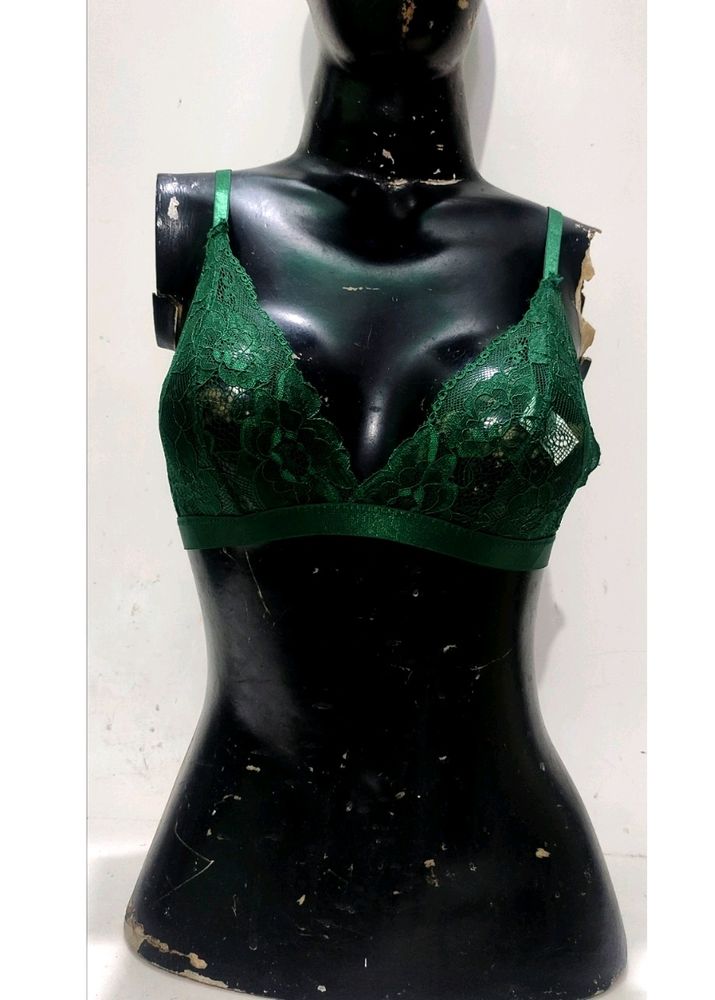 Green transparent Bra For women's