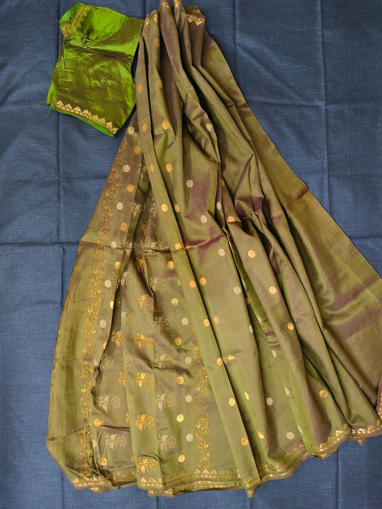 Olive Green Silk Saree