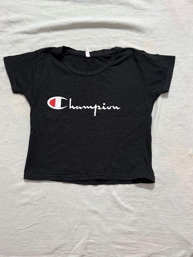 Champions Black Crop Top