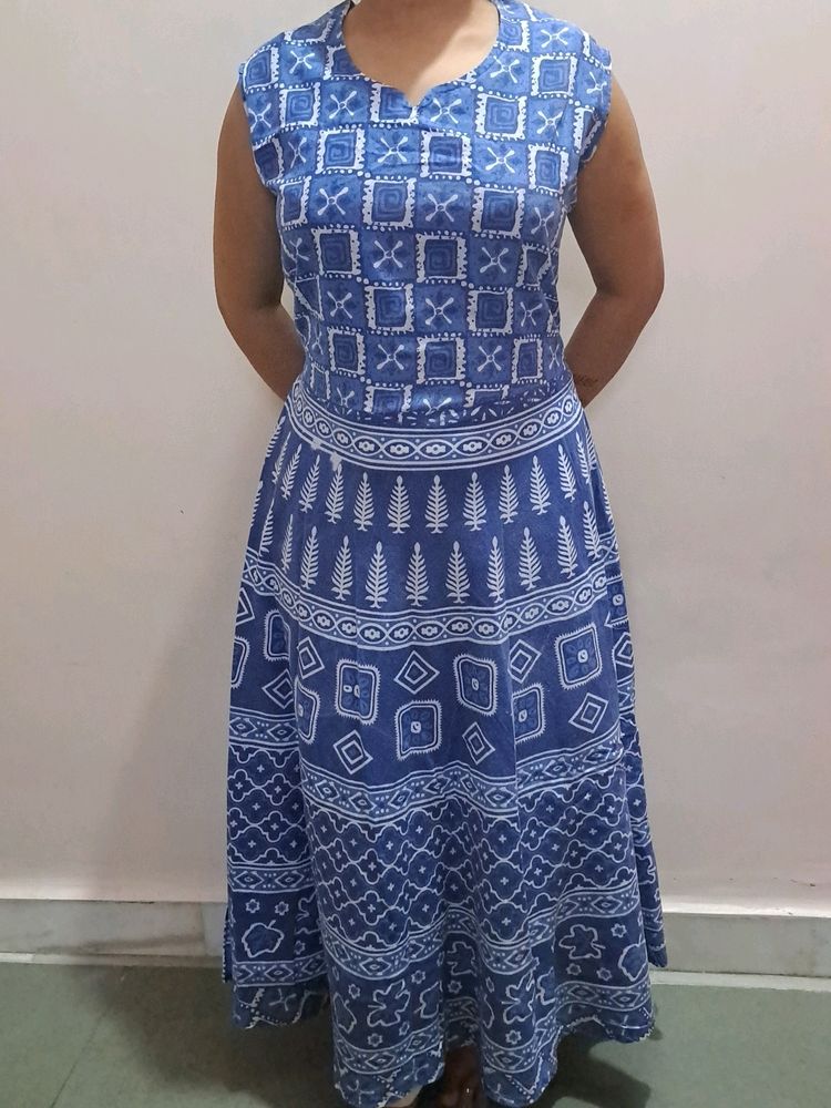 Ethnic Blue Frock With Nice Printing