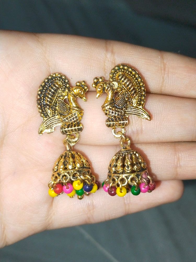 PEACOCK TRADITIONAL EARRINGS 🦚✨