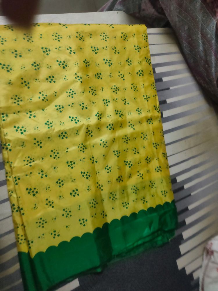 Yellow Green Silk Saree