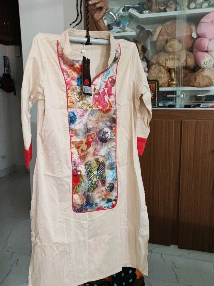 Meyo Brand Printed Beige Colour Kurti