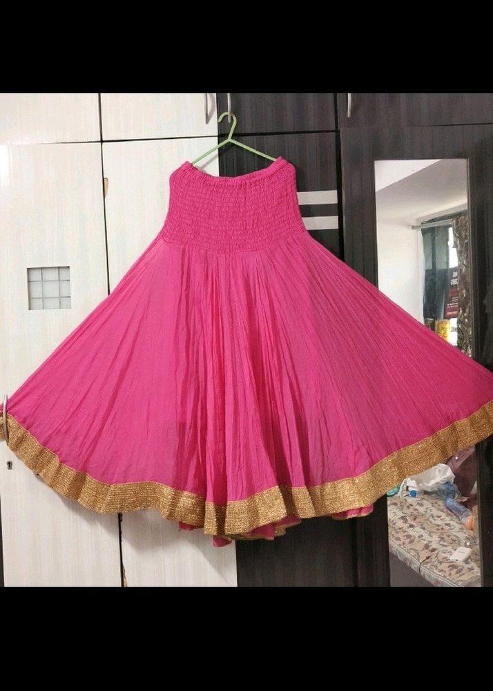 Beautiful Skirt Pink Un Colour Strachable Up To 34