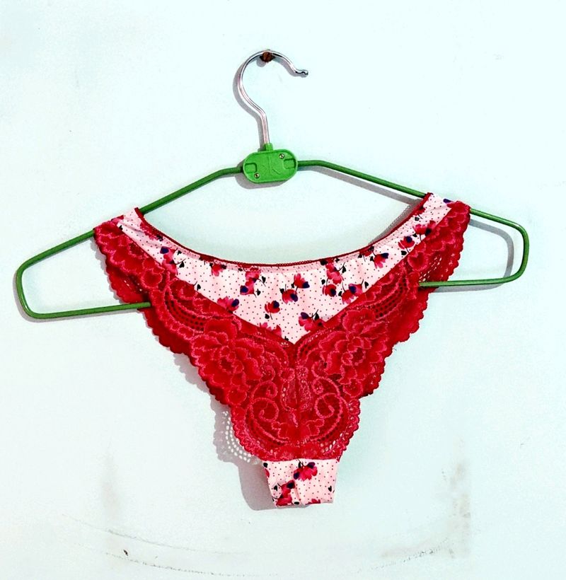 Designer Red And White Panty