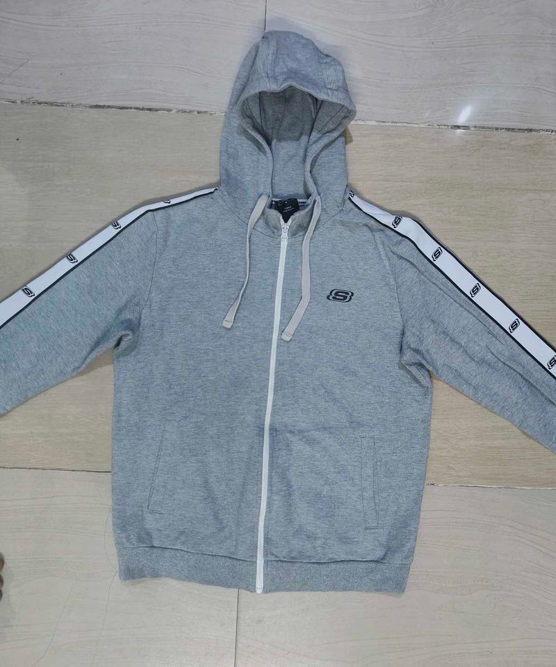 Skechers Full Zip Hoodie Grey Size M