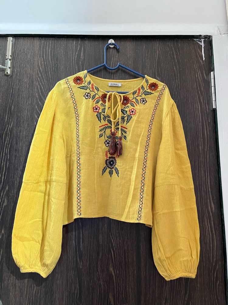 Yellow Embroidery Top