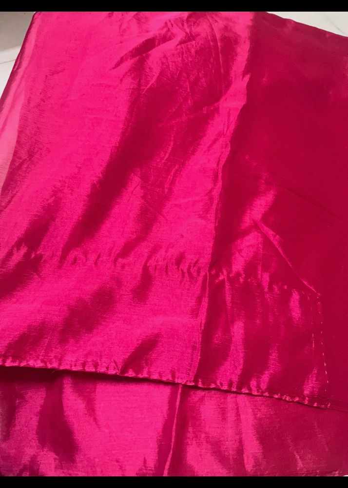 Plain Magenta Pink Saree