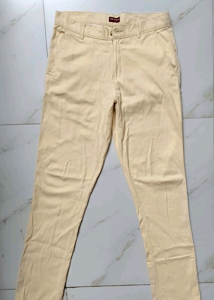 Formal, Cotton, Cream Color, 32 Inch Pant