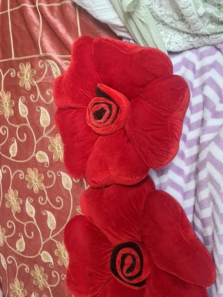 Red Rose Flower Cushion