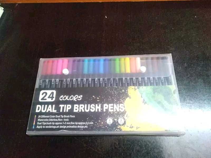 24 Colours Dual Tip Brush Pens