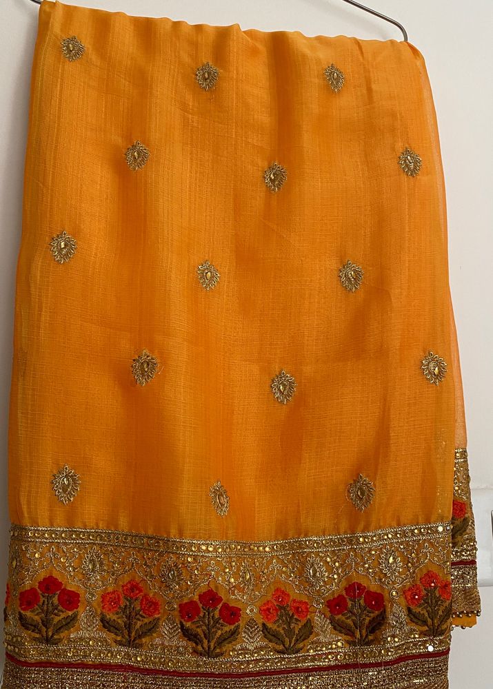 Yellow Heavy Work Saree