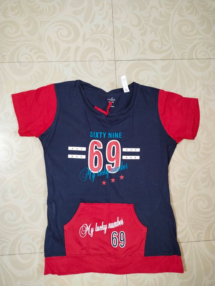 Red & Blue Cotton Tshirt