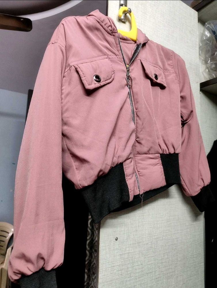 CROP PINK BAGGY JACKET