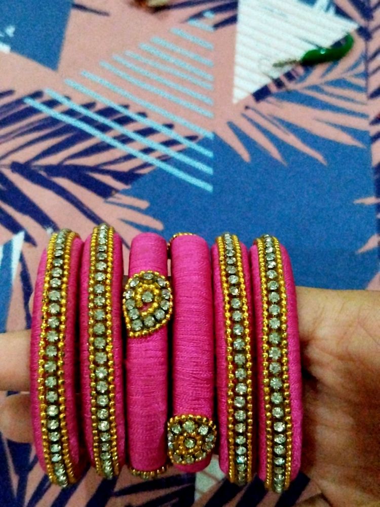 Handmade Pink Thread Bangles (Check Description)