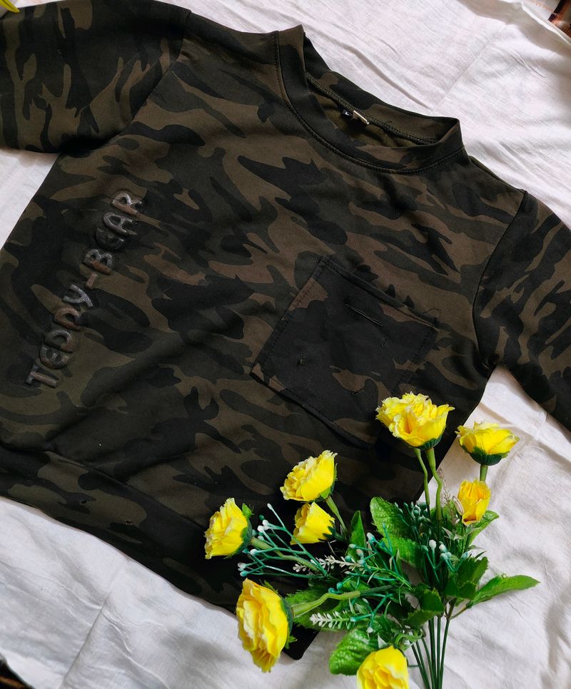 Army Fitted Crop Top💌