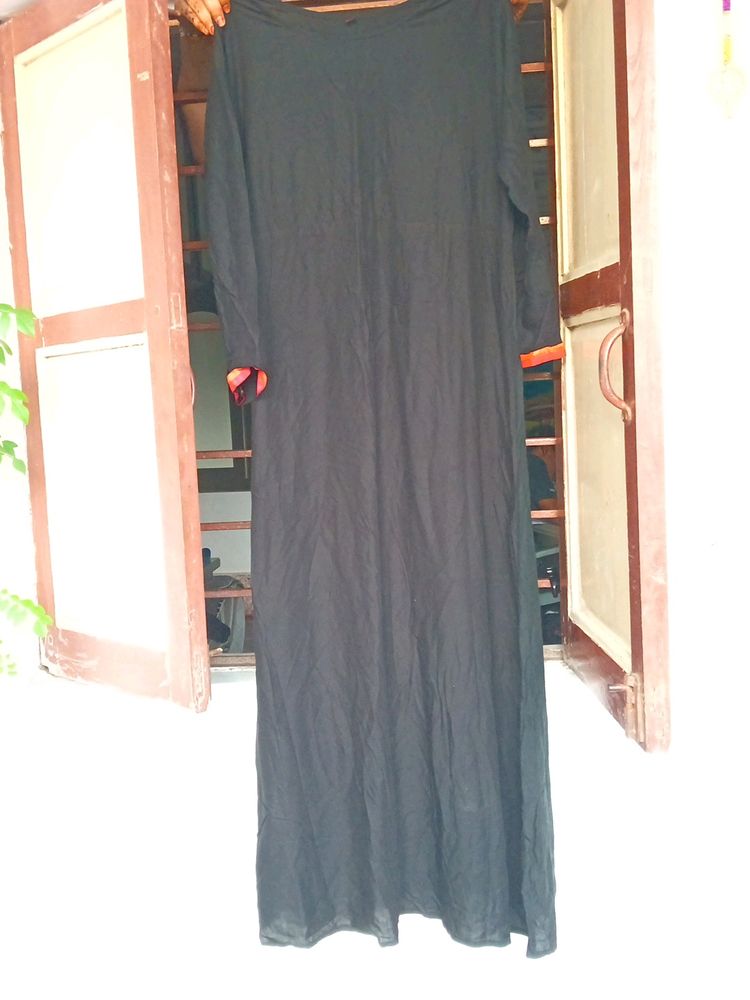 Plain Black Long Anarkali Xxl