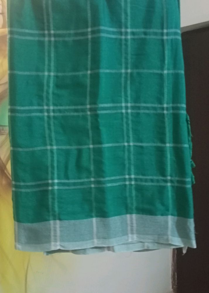 Sea Green   Checks Saree