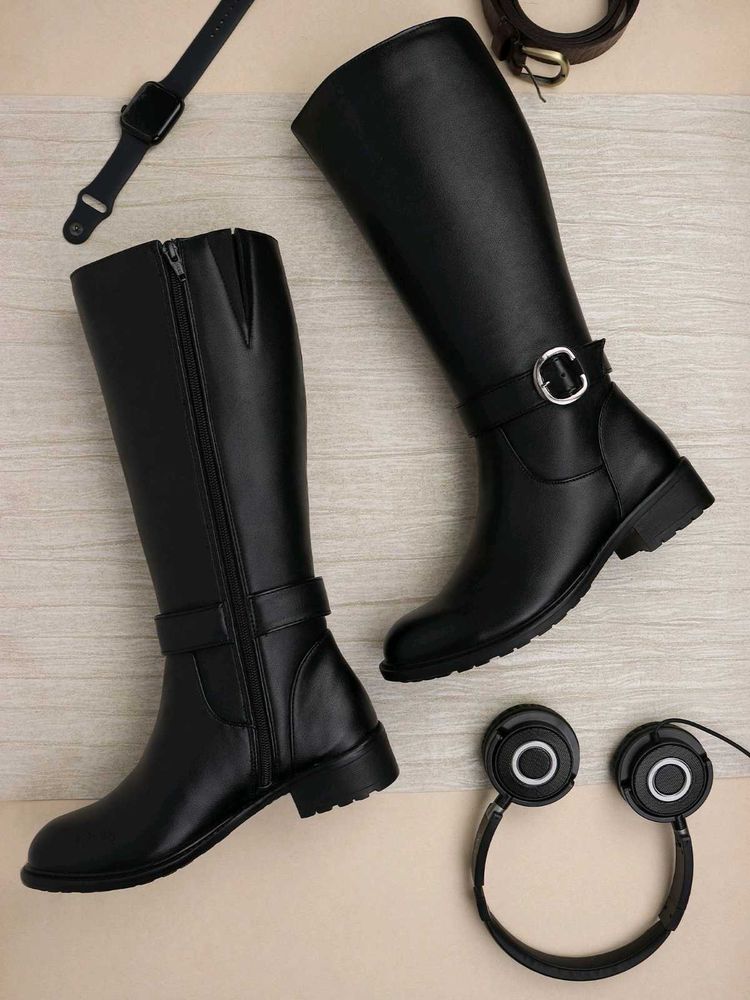 ELLE Visit Store Black Women Zip Casual Boots