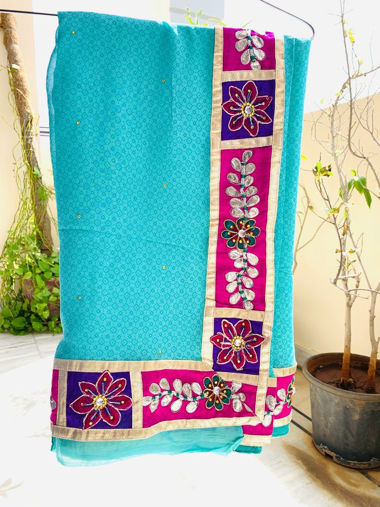 Sea Green Georgette Saree (Women)