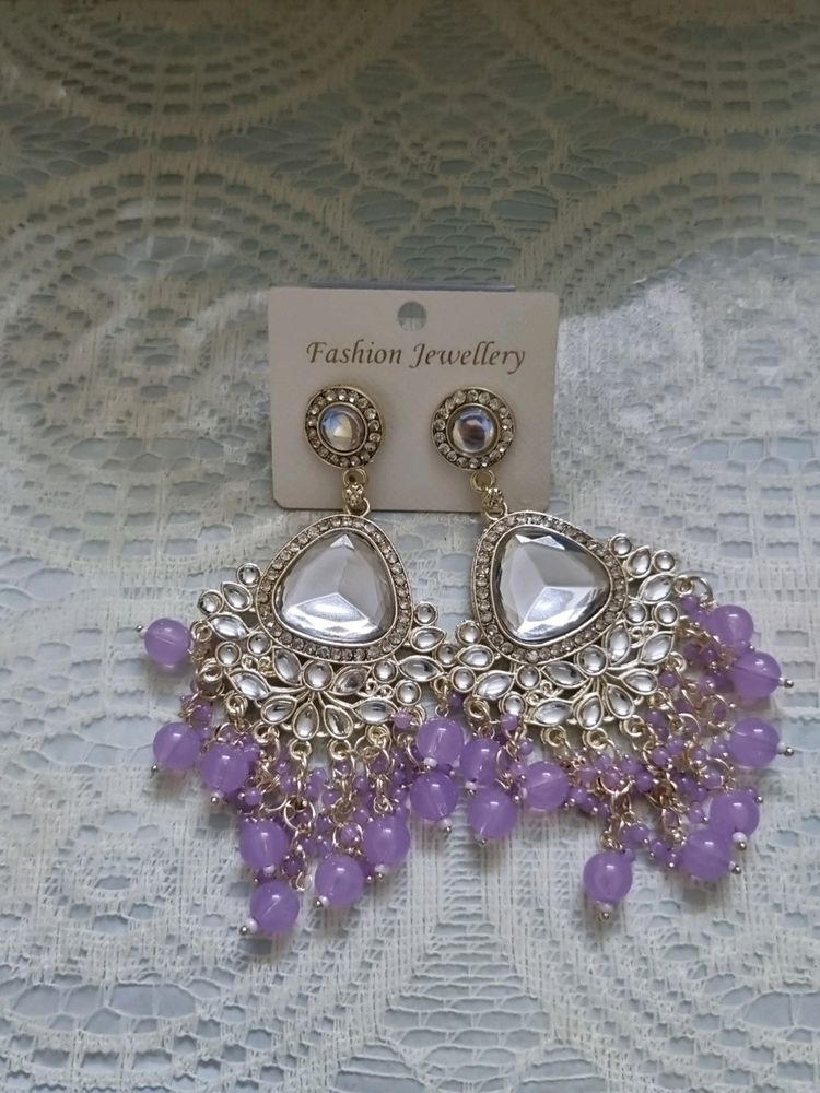 Kundan Purple Earrings