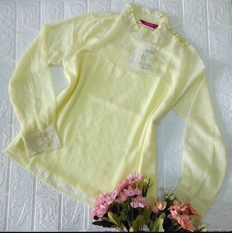 Korean pastel yellow top