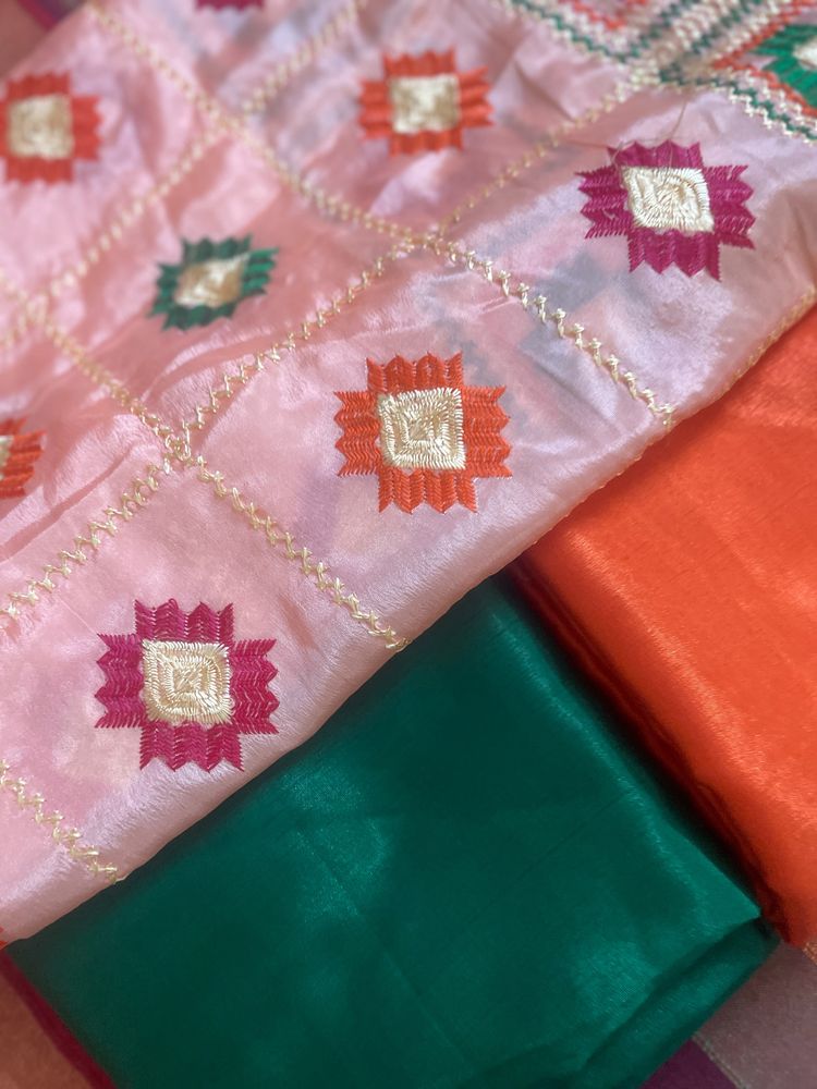 Combo Of Two Dress Material With One Phulkari